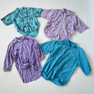 VINTAGE 80s Patterned Button Up Shirts Wholesale Bundle / 4 Pcs / Resellers Lot
